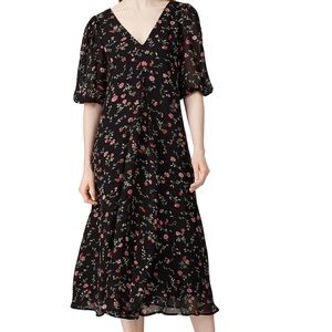 Ganni Black Printed Midi Dress